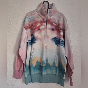 NWT PILCRO BY ANTHROPOLOGIE Pilcro Artistic Pink and Blue Women's Hoodie